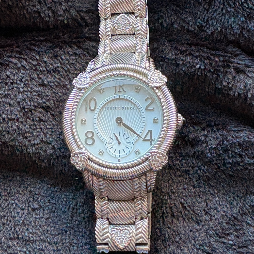 Judith Ripka Sterling Silver and Stainless Steel Heart-Engraved Watch